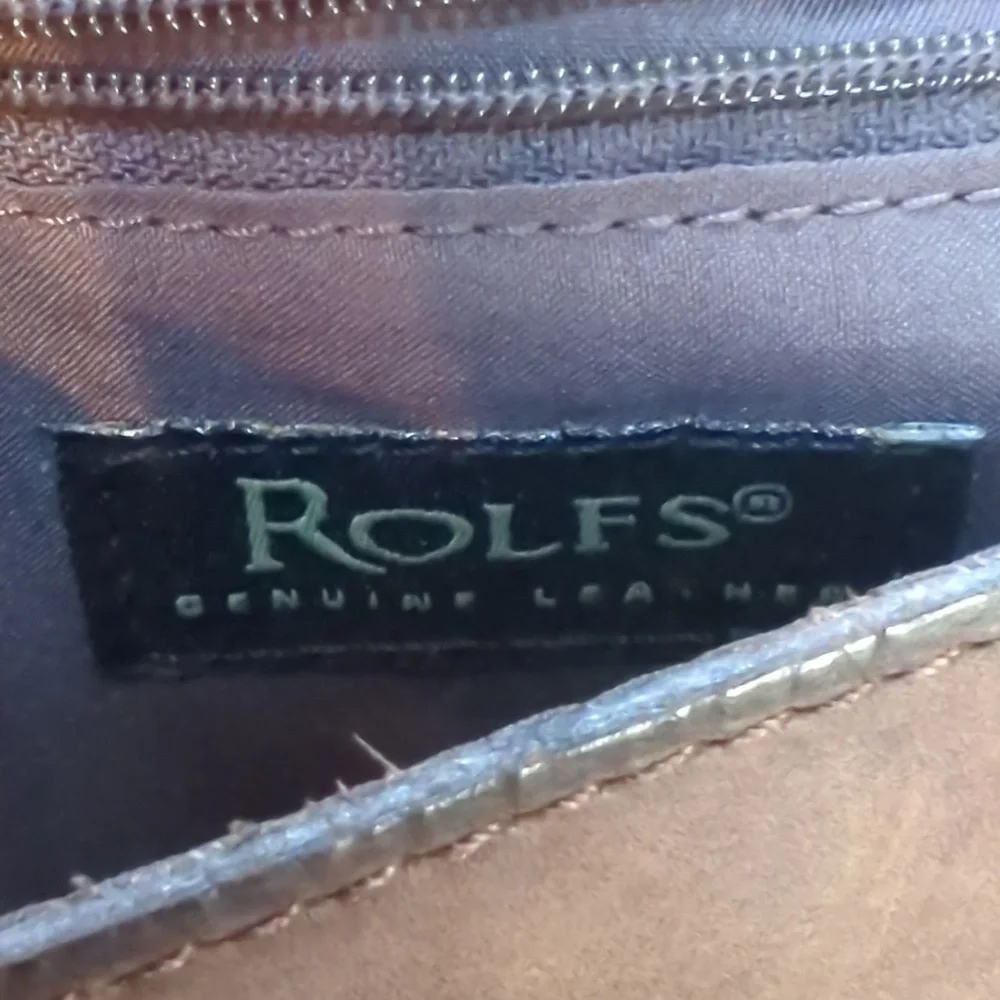 Vintage,Rolfs, Brown Floral Applique Slim Leather Crossbody Bag
